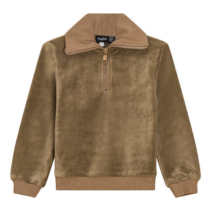 Velour Zip Up Top Cocoa