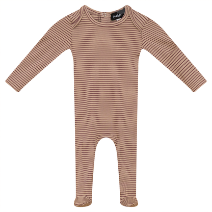 Stripped Rib Onesie Dark Mauve