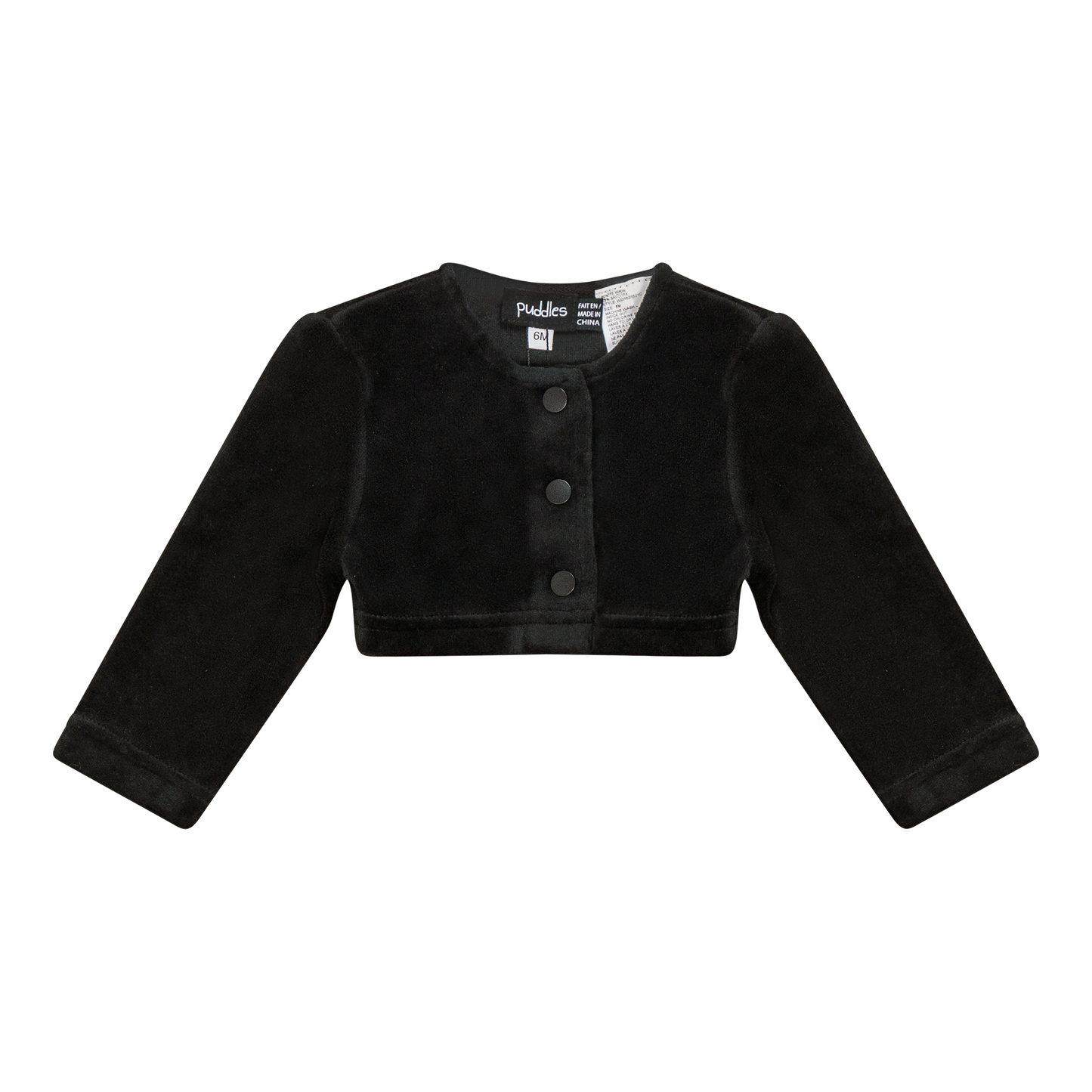 Velour Crop Cardigan Black
