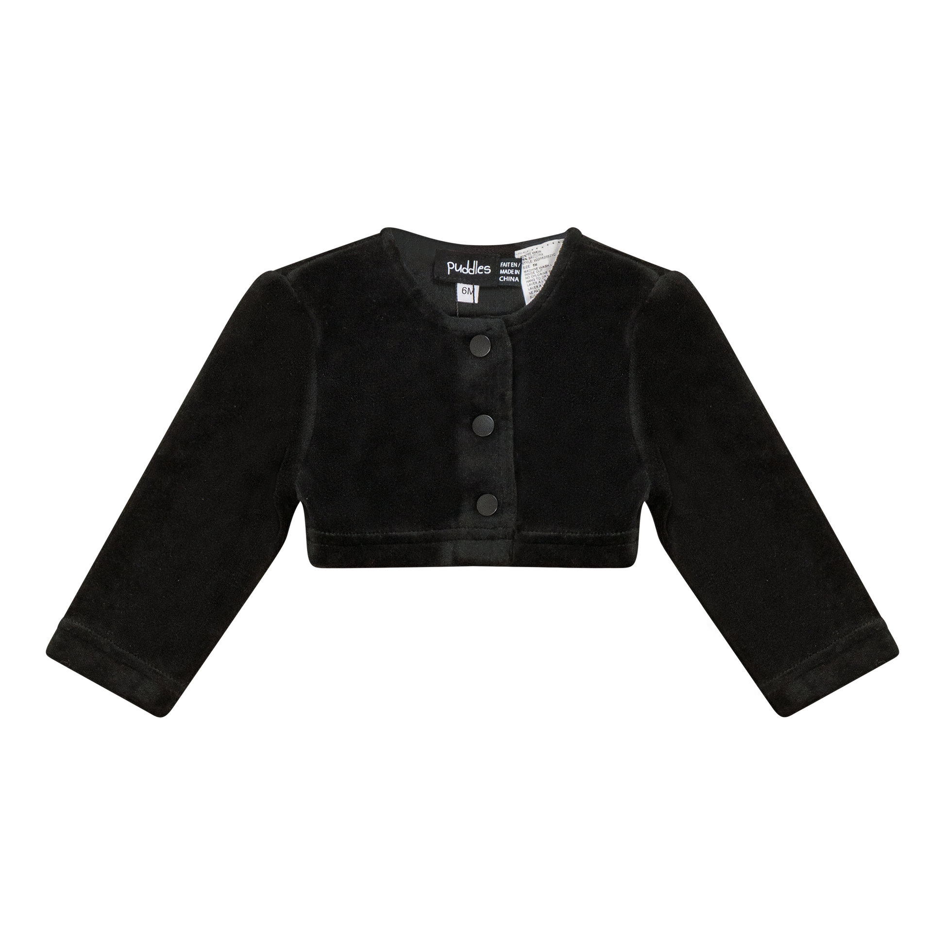 Velour Crop Cardigan Black