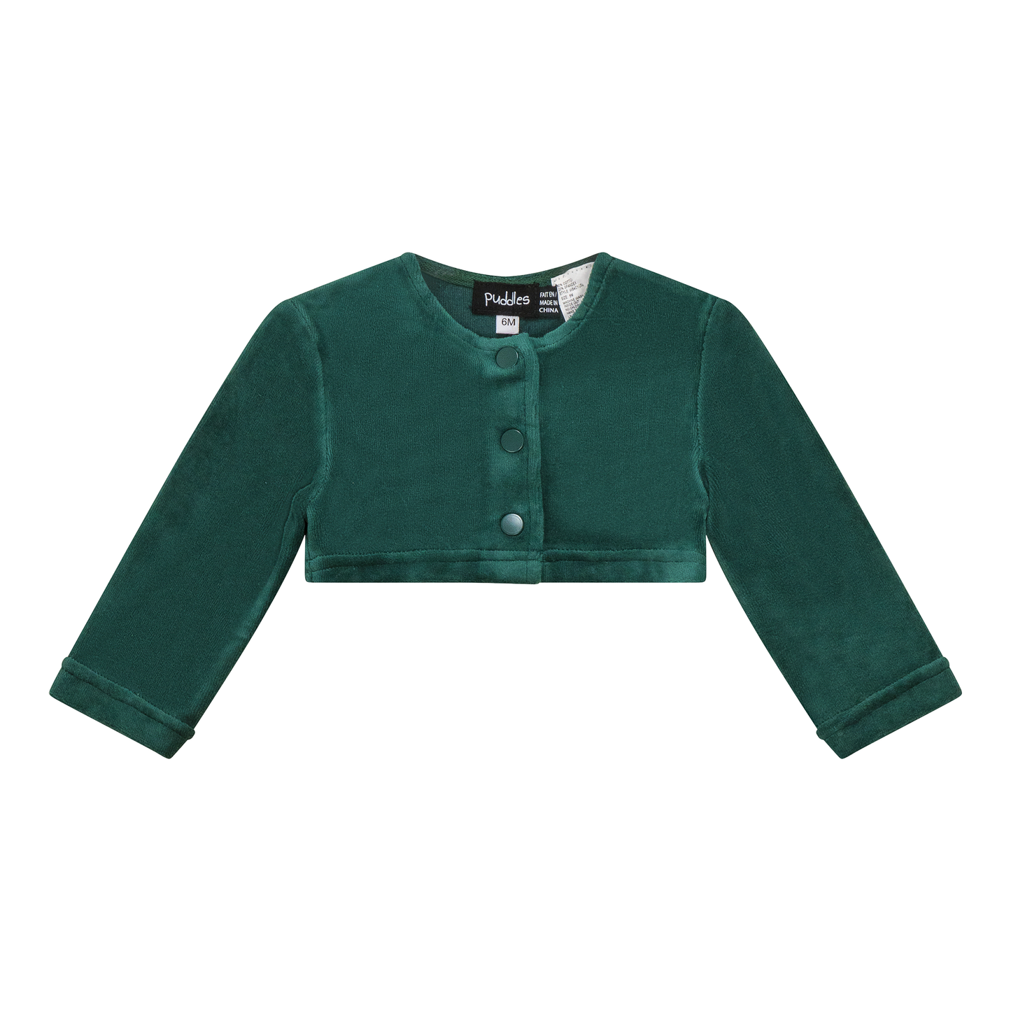 Velour Crop Cardigan Pine Green