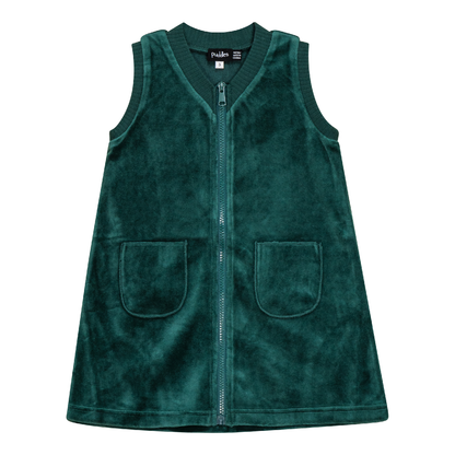 Velour Zip Up Jumper Pine Green