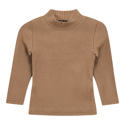 Ribbed Mock Neck Top Cocoa