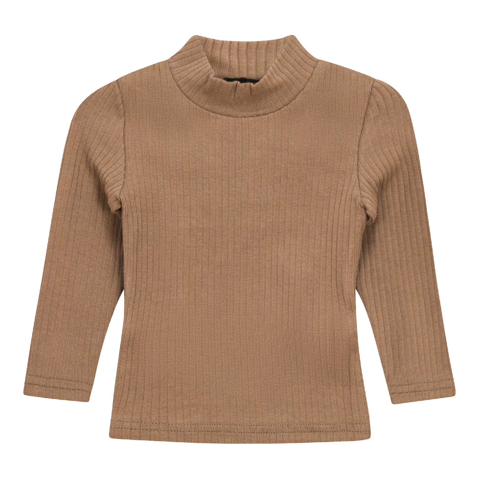 Ribbed Mock Neck Top Cocoa
