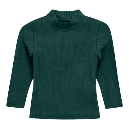 Ribbed Mock Neck Top Pine Green