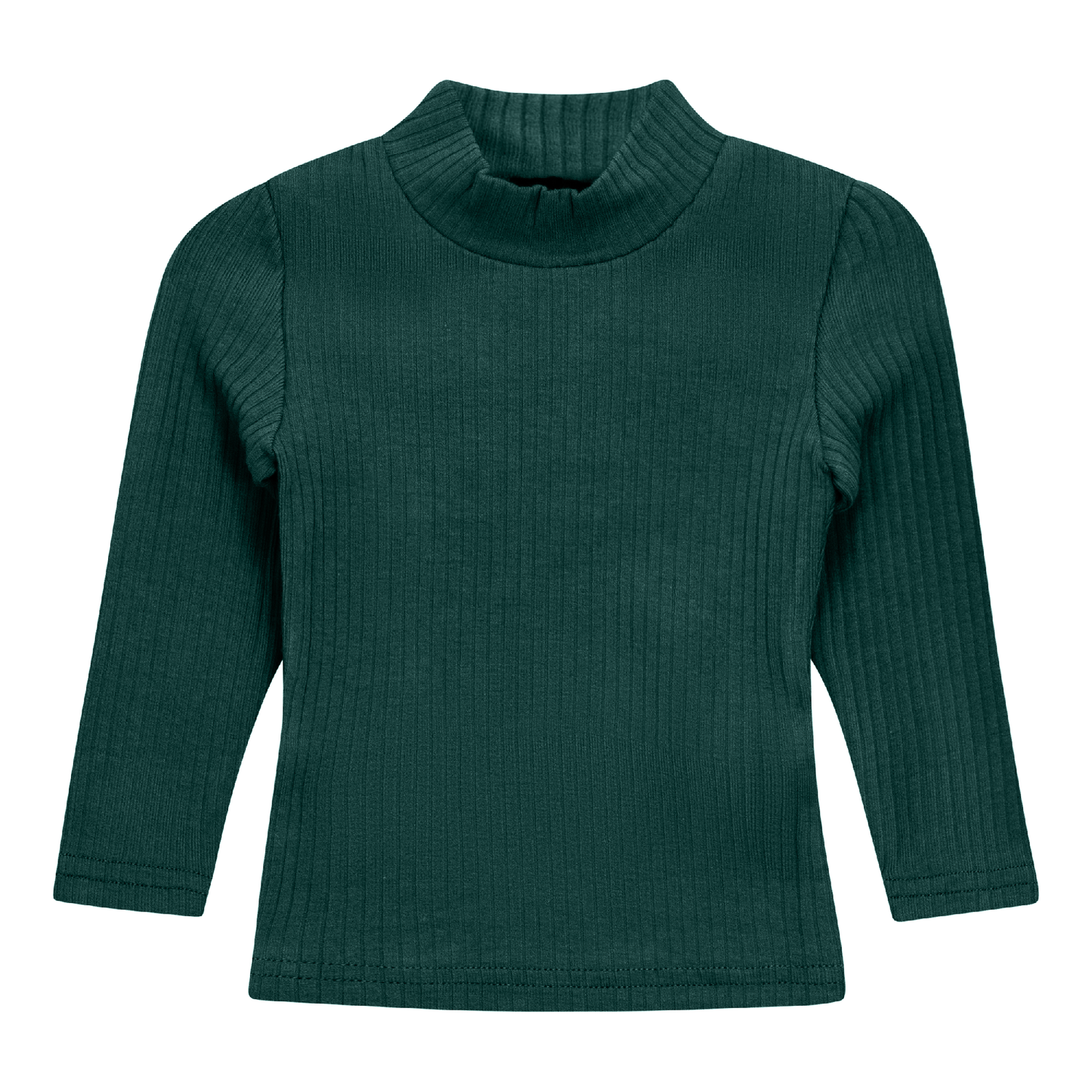 Ribbed Mock Neck Top Pine Green