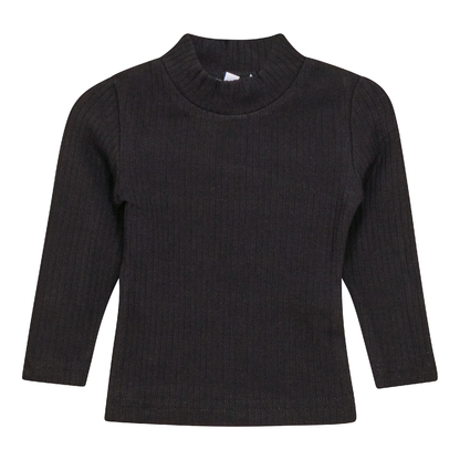 Ribbed Mock Neck Top Black