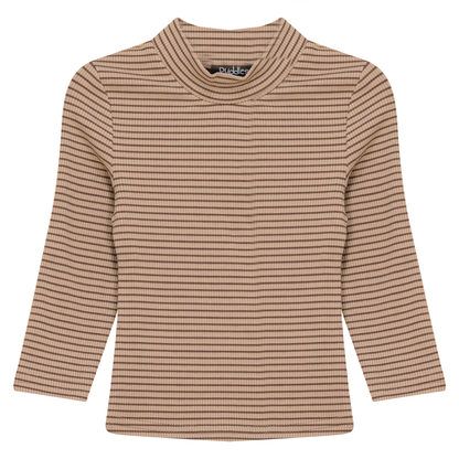 Stripped Mock Neck Top Cocoa