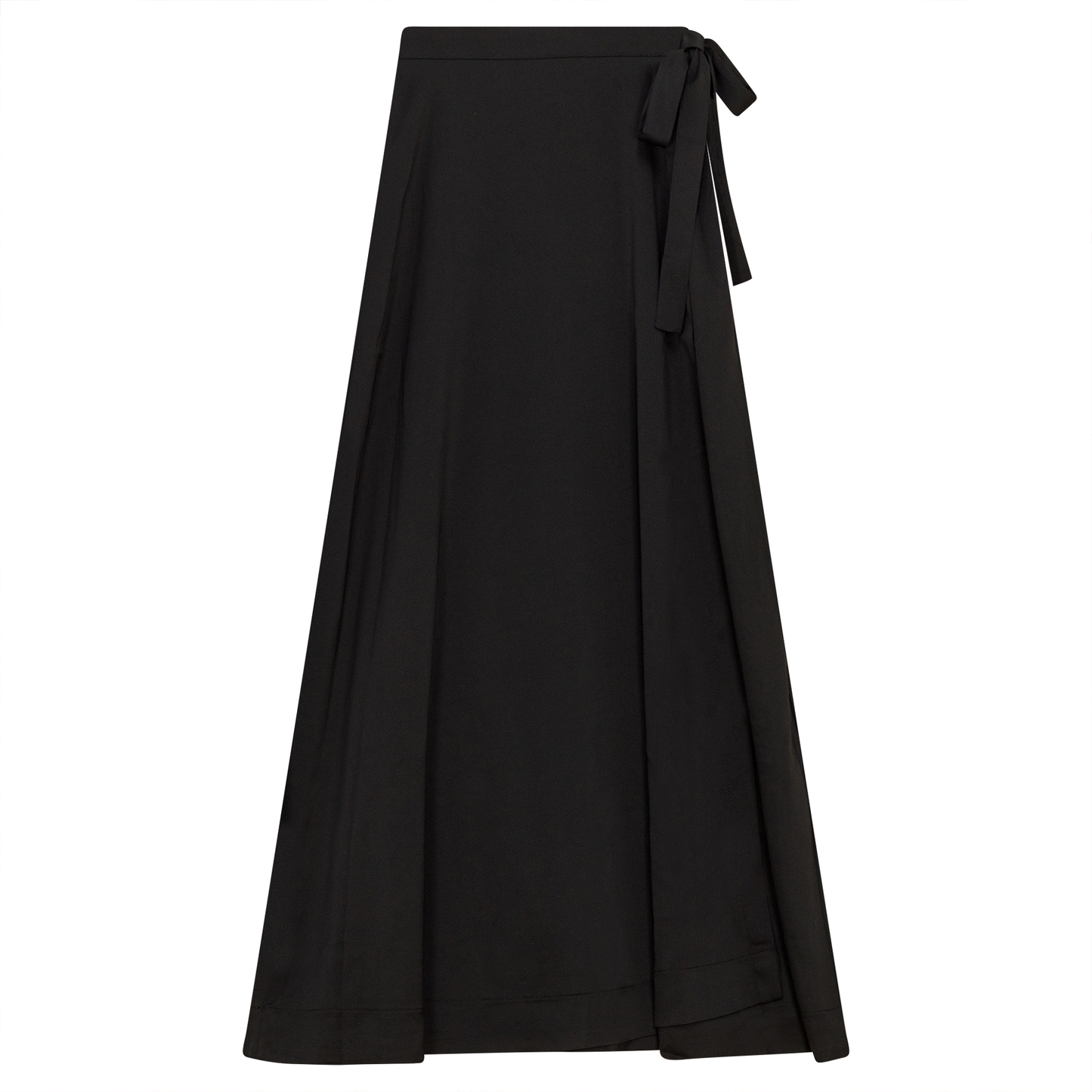 Satin Midi Wrap Skirt Black