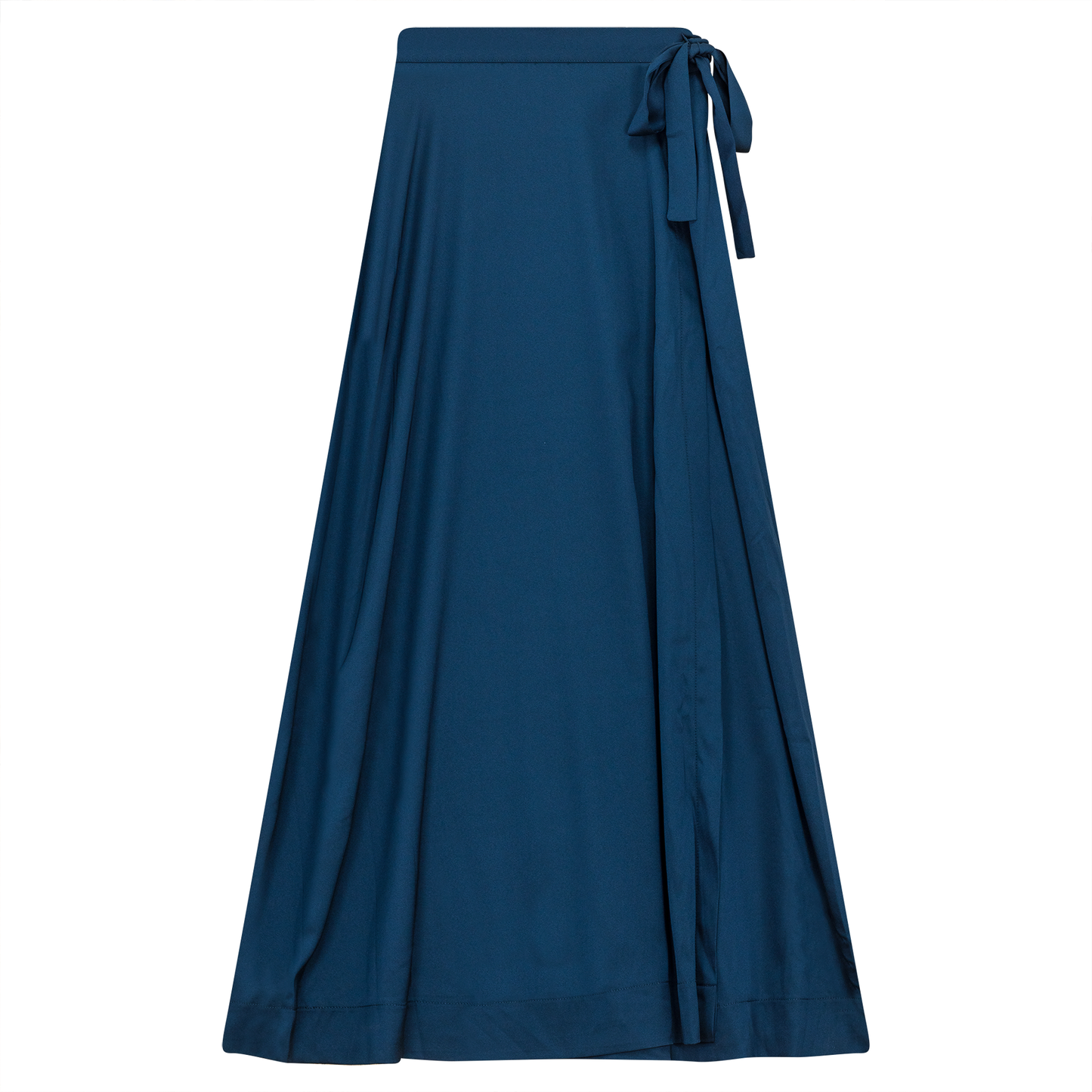 Satin Midi Wrap Skirt Navy