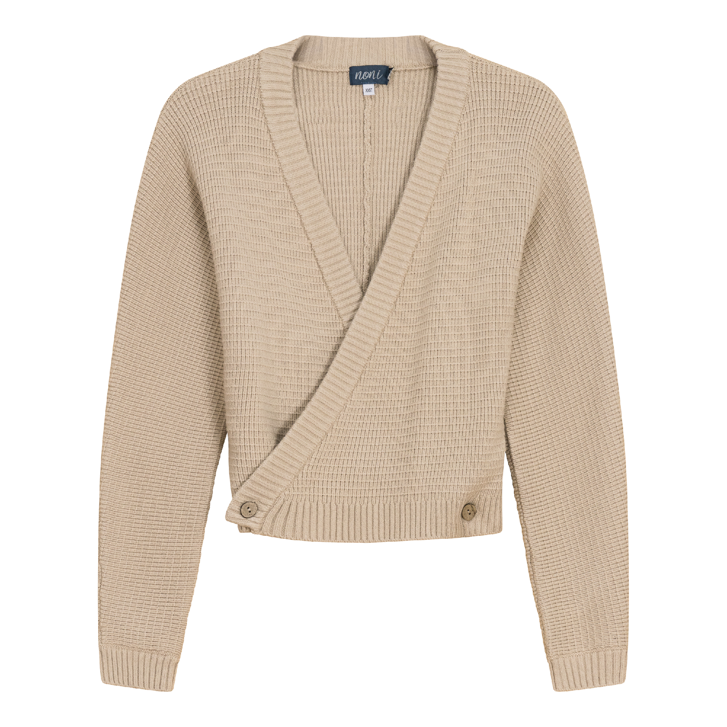 Knitted Wrap Sweater Beige
