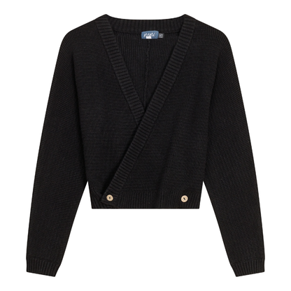 Knitted Wrap Sweater Black