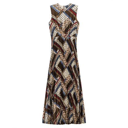 Crepe Pleated Jumper Brown