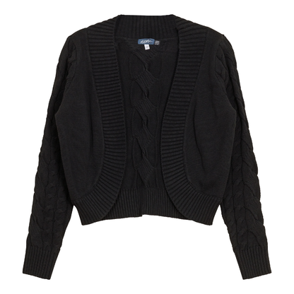 Cable Knit Crop Cardigan Black