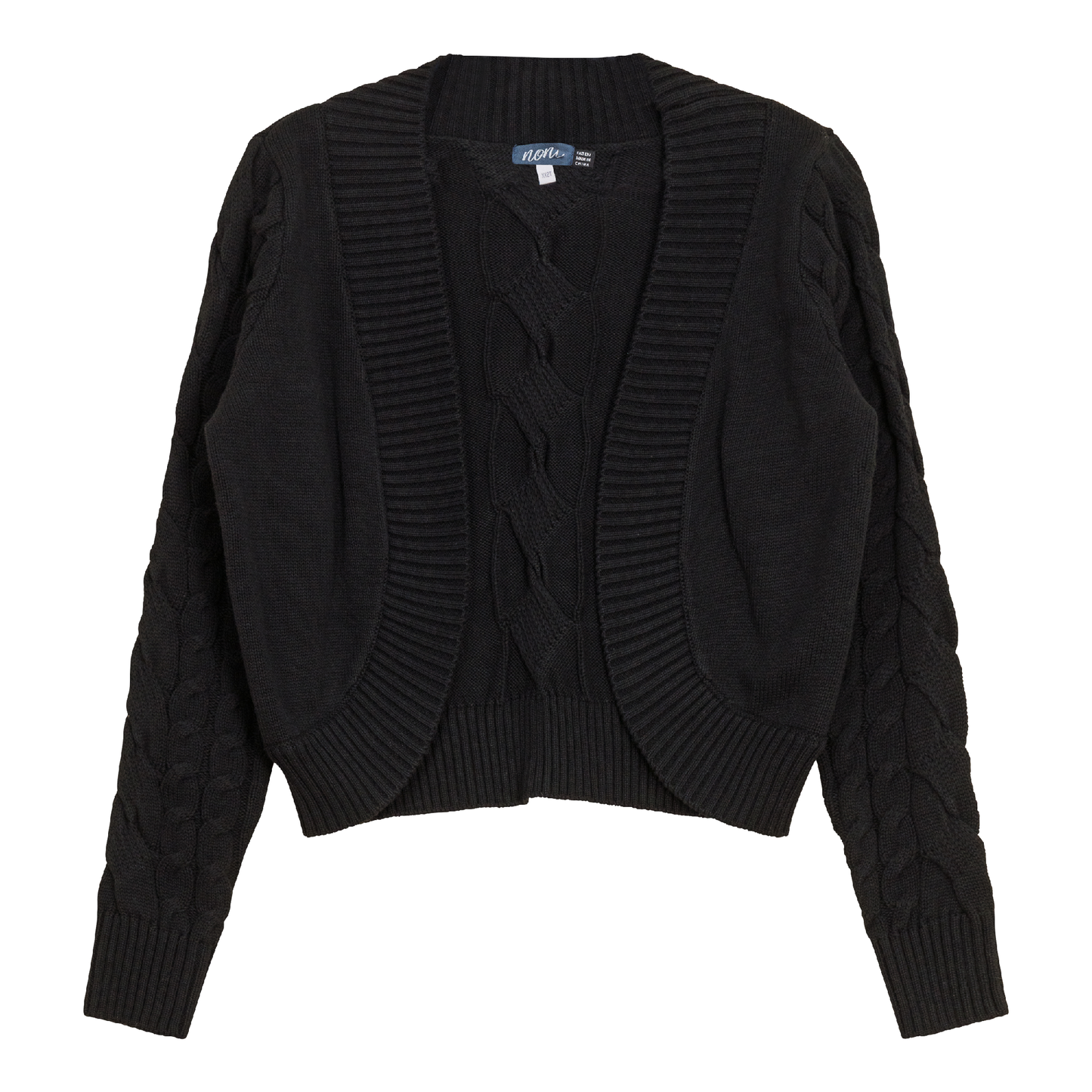 Cable Knit Crop Cardigan Black