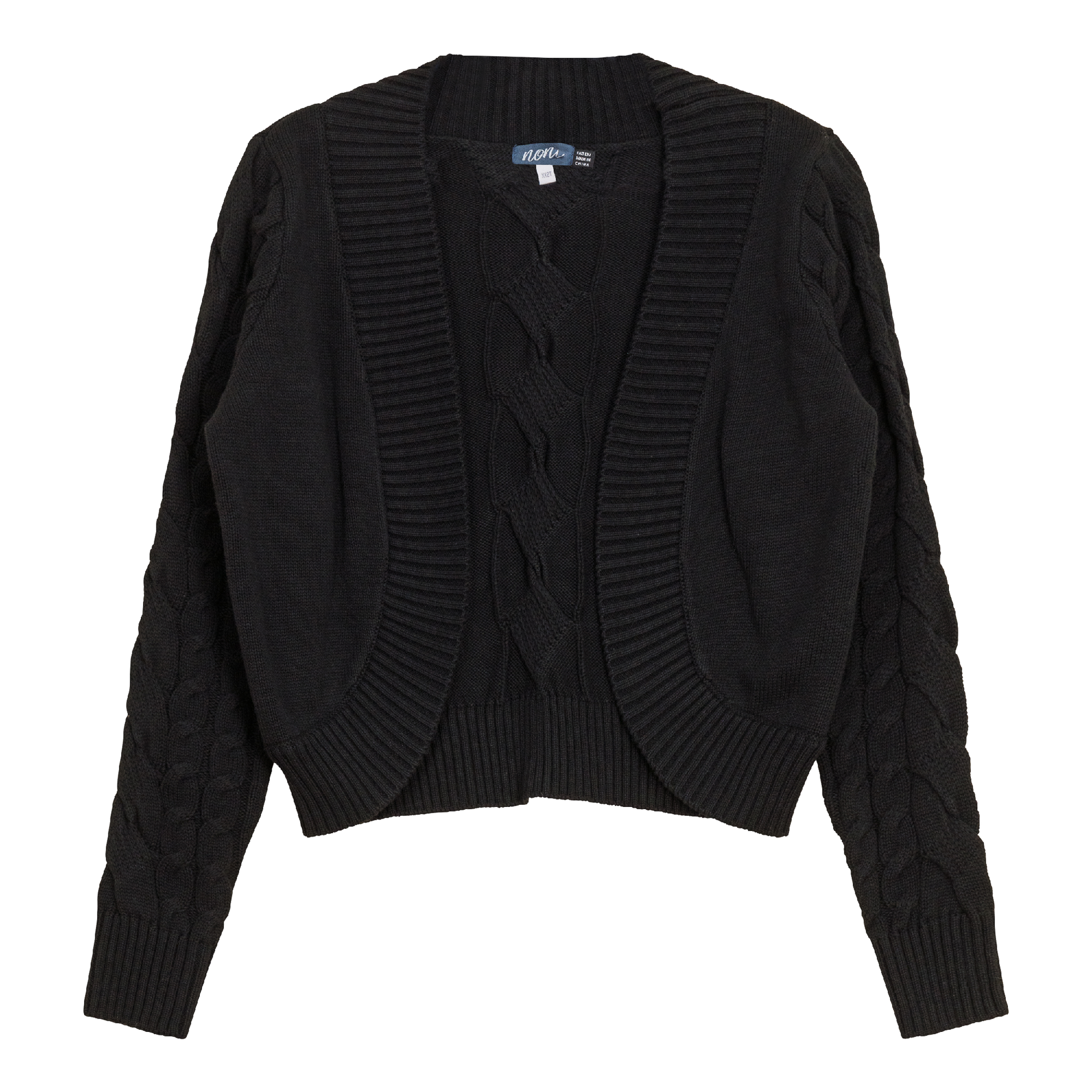 Cable Knit Crop Cardigan Black