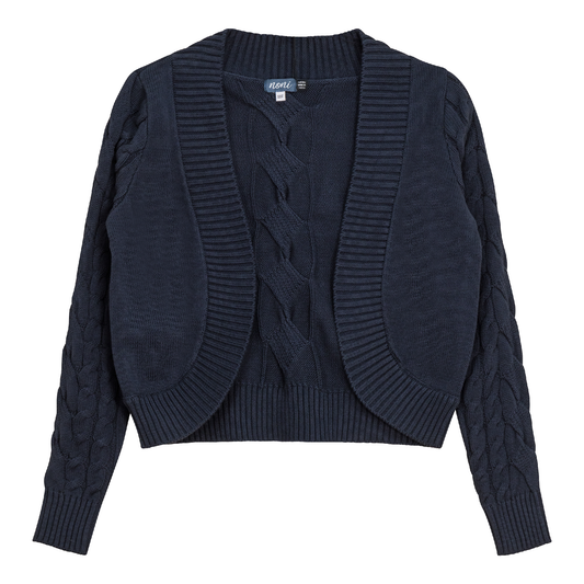 Cable Knit Crop Cardigan Moon Light Blue