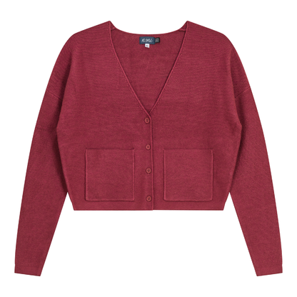 Knitted Crop Cardigan Berry