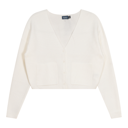 Knitted Crop Cardigan Off White