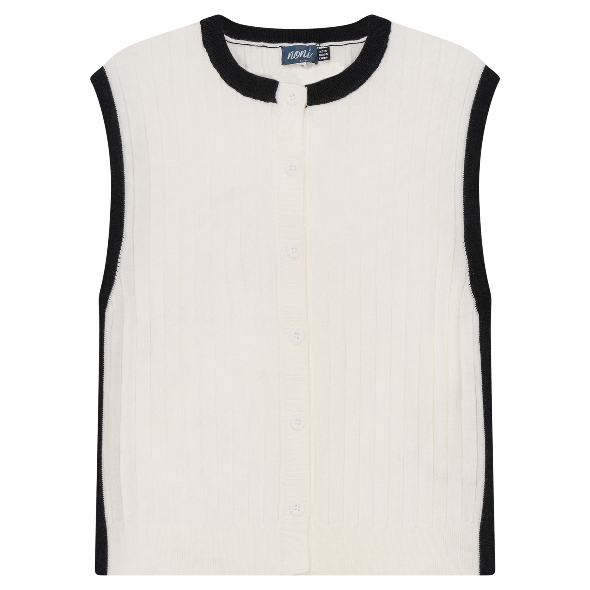 Ribbed Vest Off White Black