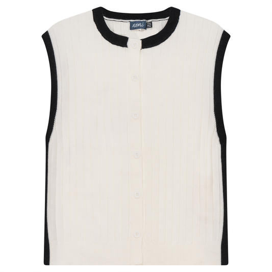 Ribbed Vest Off White Black