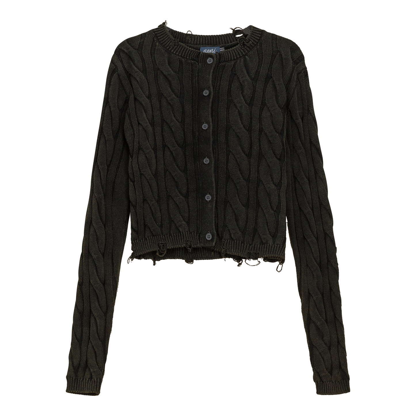 Distressed Knit Cardigan Black Wash