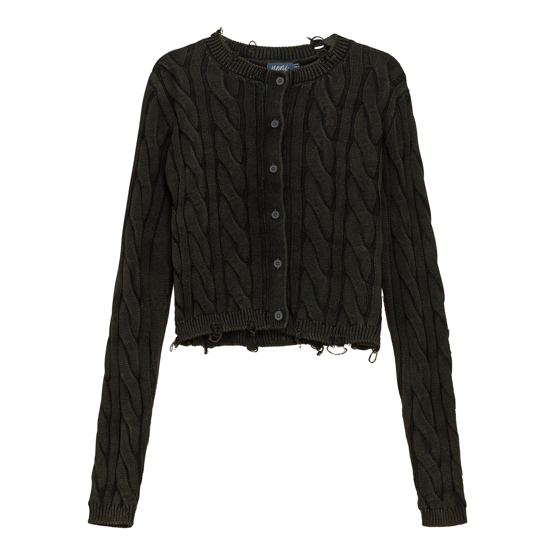 Distressed Knit Cardigan Black Wash
