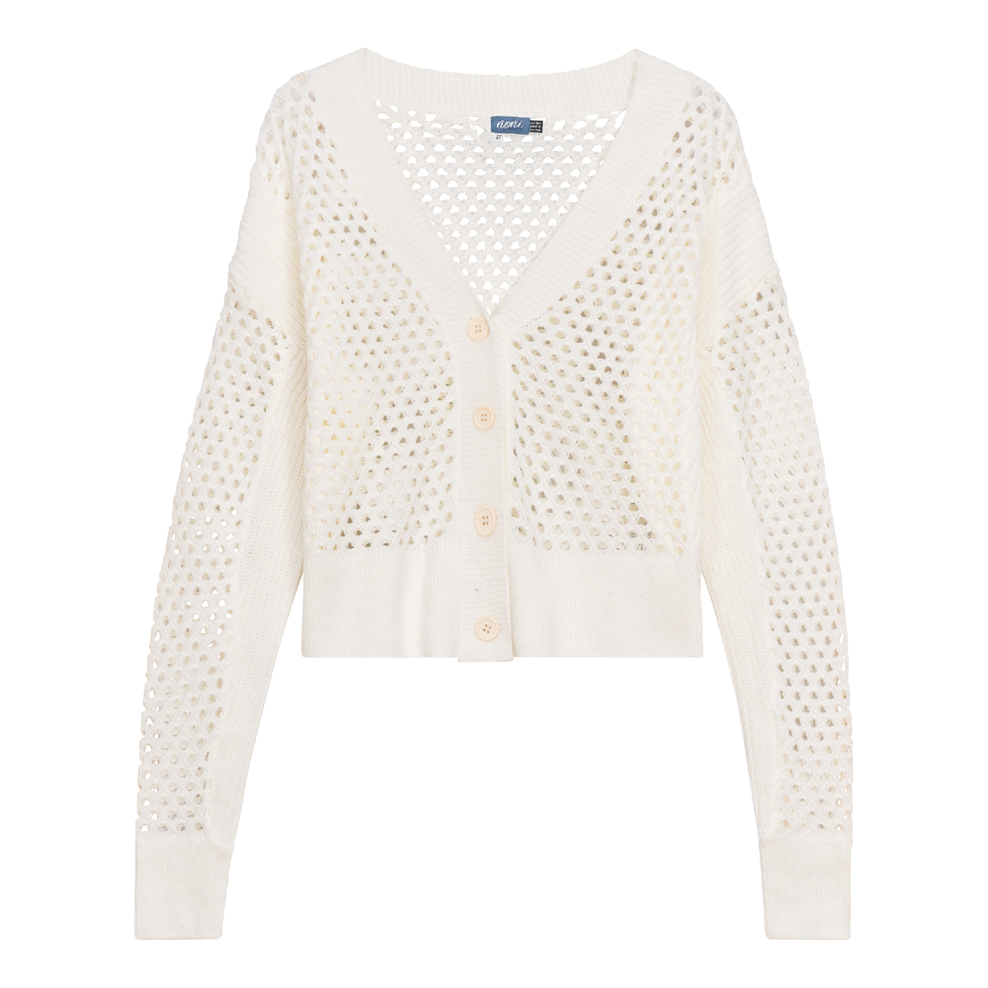 Crochet Knitted Crop Cardigan Off White