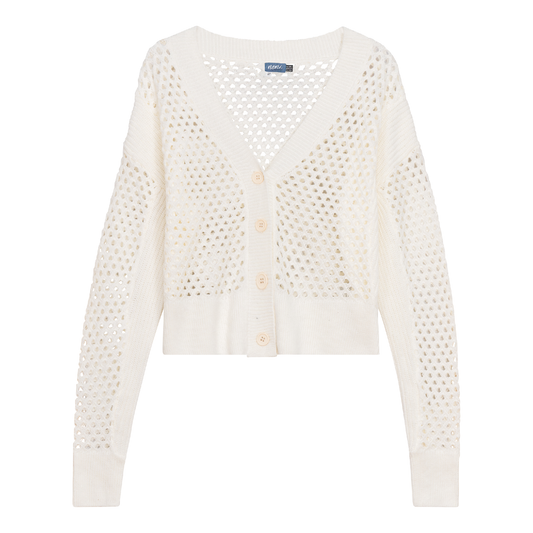 Crochet Knitted Crop Cardigan Off White