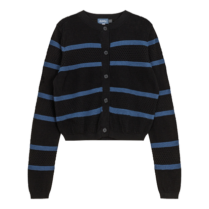 Pointelle 2 Tone Cardigan Insignia Blue Black