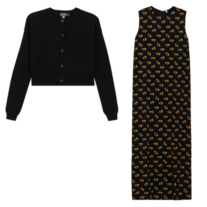 Crepe Jumper and Cardigan Set Black