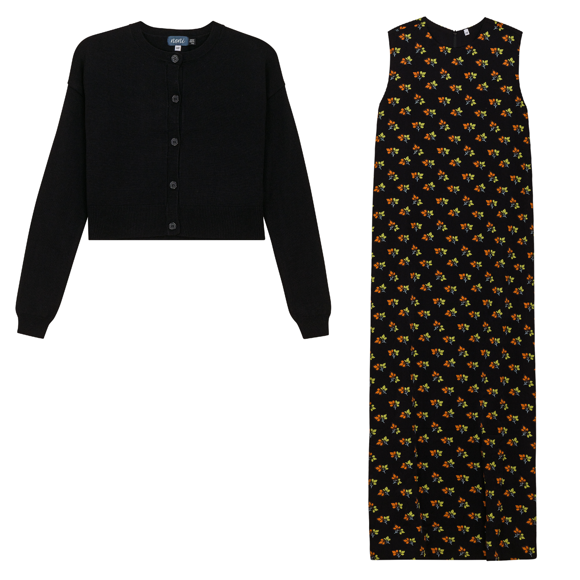 Crepe Jumper and Cardigan Set Black
