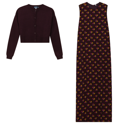 Crepe Jumper and Cardigan Set Burgundy