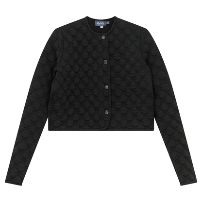 Cropped Quilted Cardigan Black