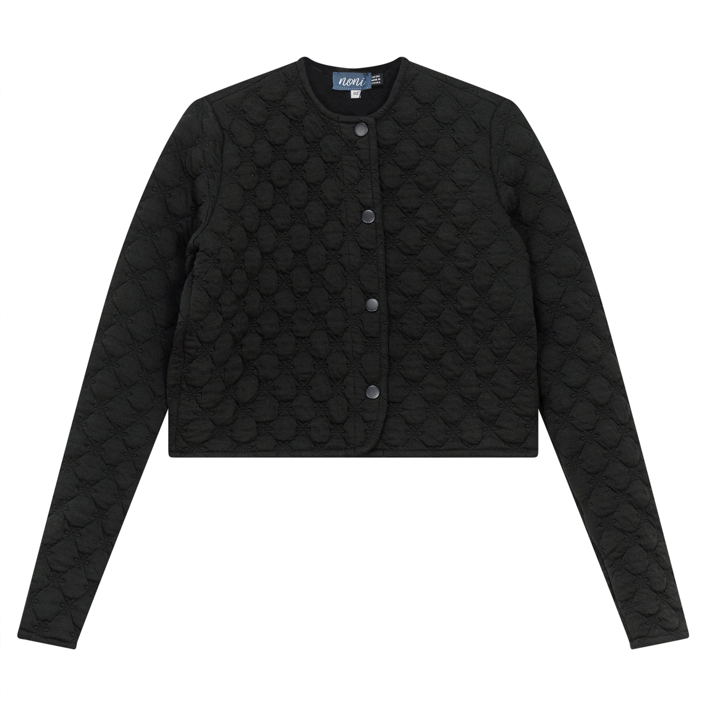 Cropped Quilted Cardigan Black