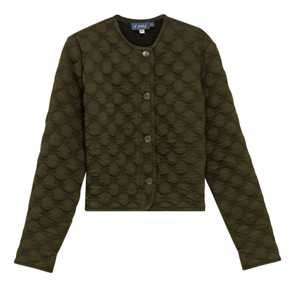 Cropped Quilted Cardigan Olive