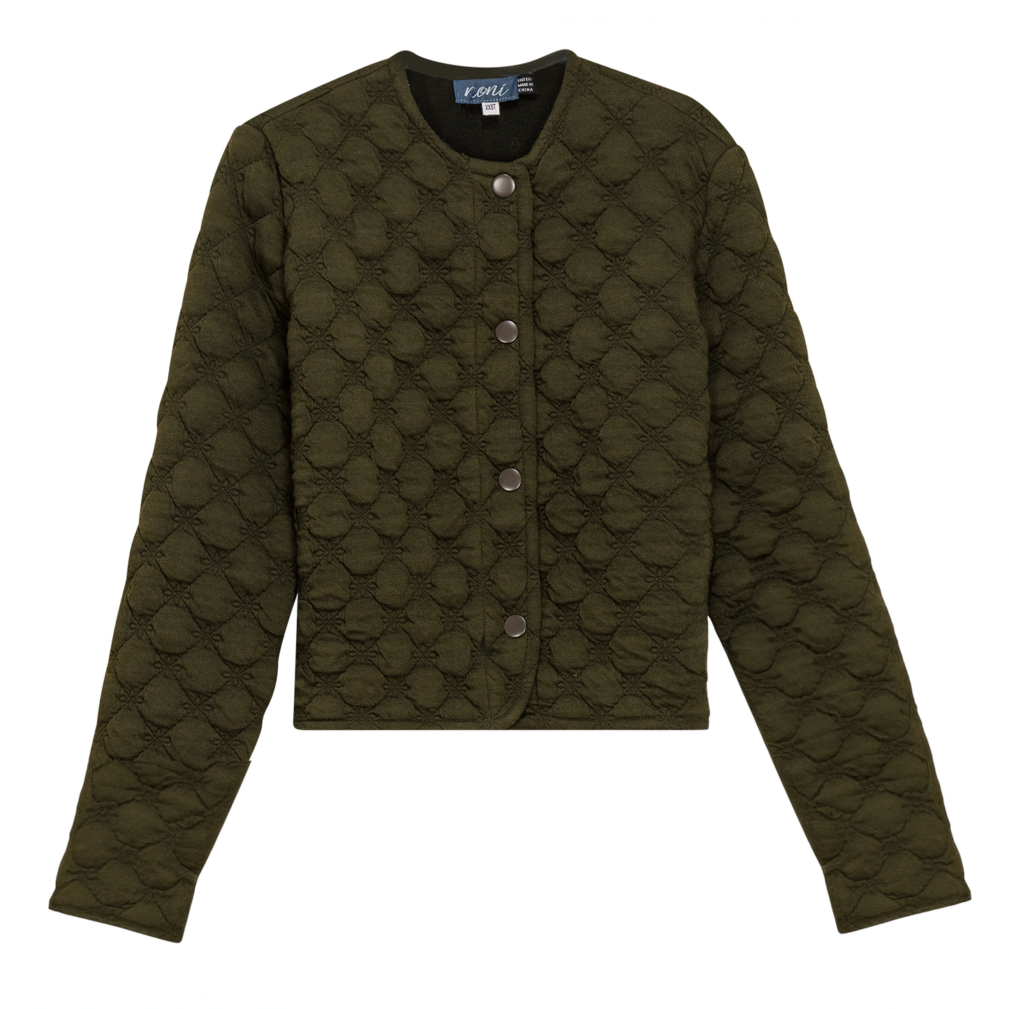 Cropped Quilted Cardigan Olive