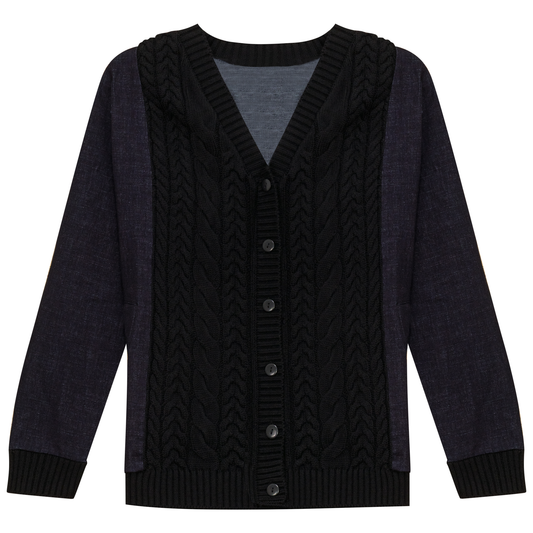 Denim Knit Cardigan Dark Denim