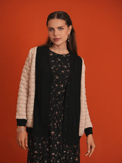 Quilted Knit Cardigan