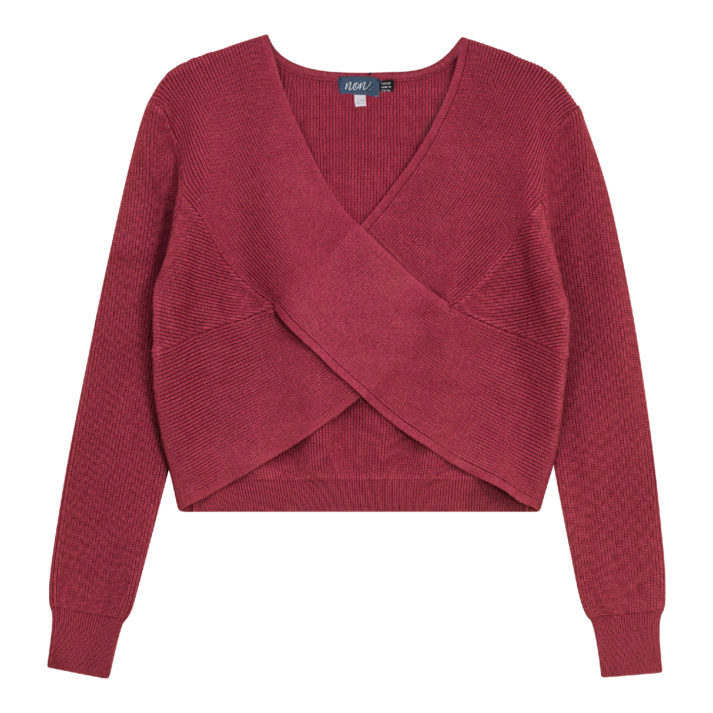 Chunky Knit Wrap Cropped Sweater Berry