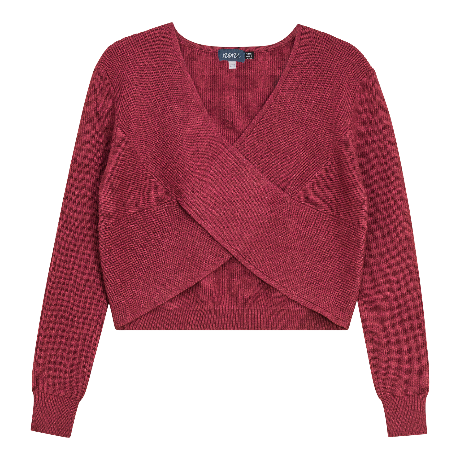 Chunky Knit Wrap Cropped Sweater Berry