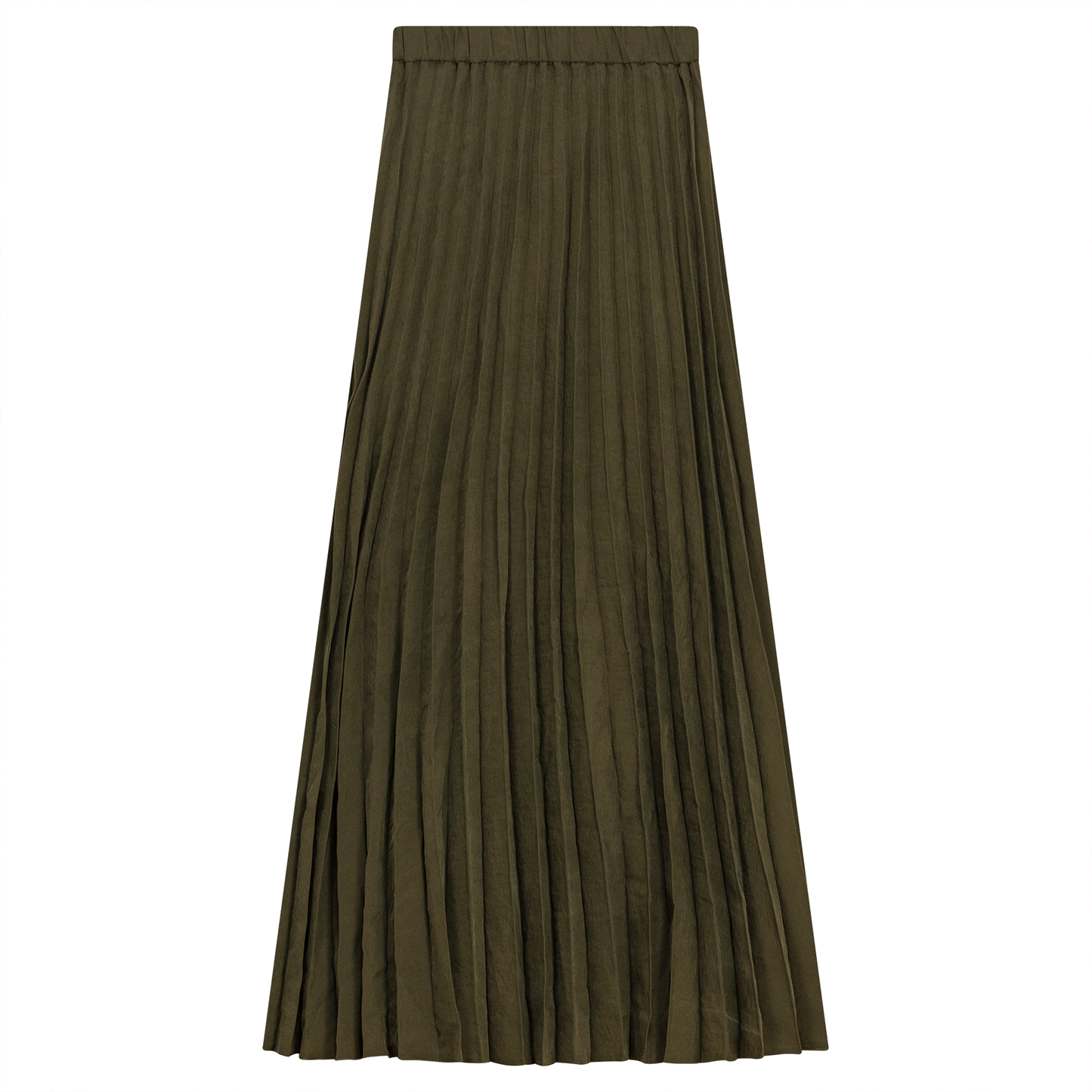 Sunburst Pleated Midi Skirt Olive