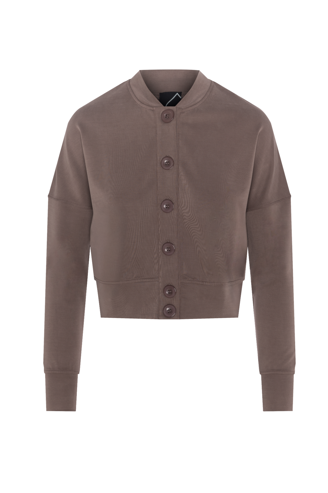 Cropped Sweatshirt Cardigan Mocha