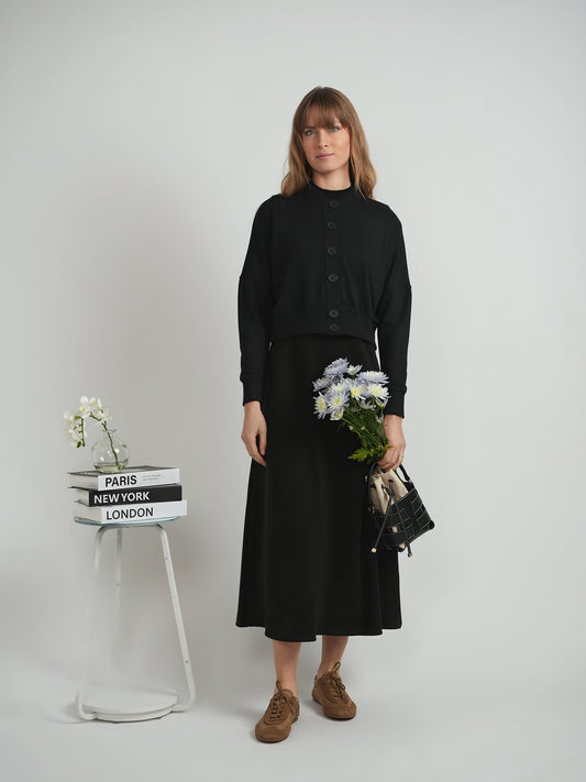 Cropped Sweatshirt Cardigan