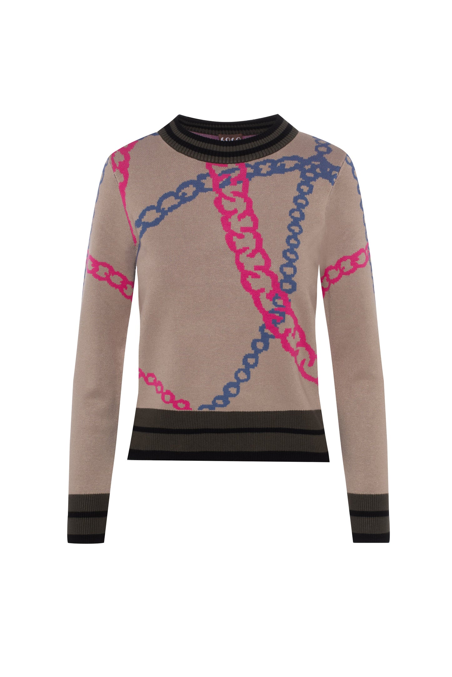 Printed knit Chain Sweater Oatmeal
