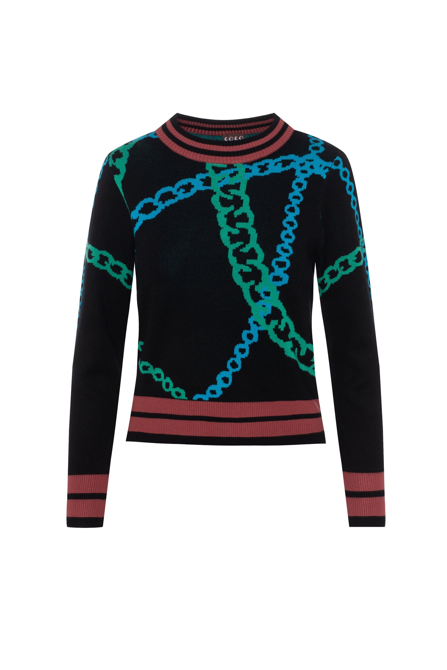 Printed knit Chain Sweater Black