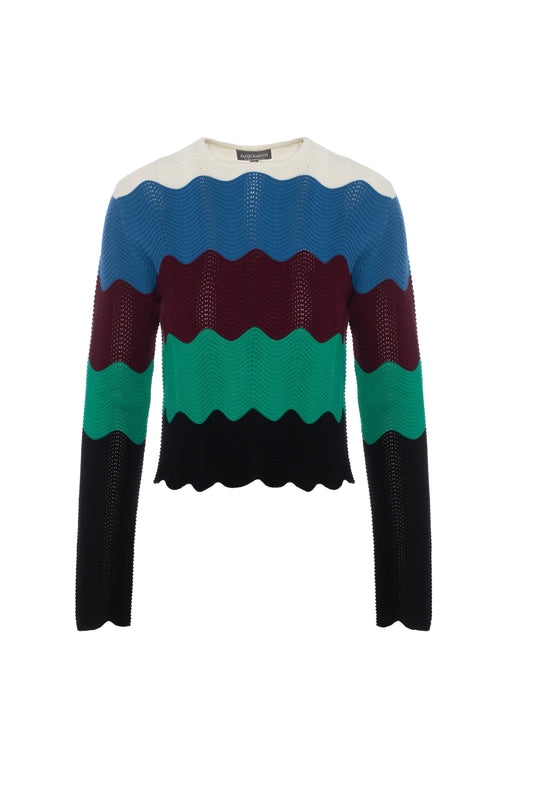 Crochet Color Blocked Cardigan Multi