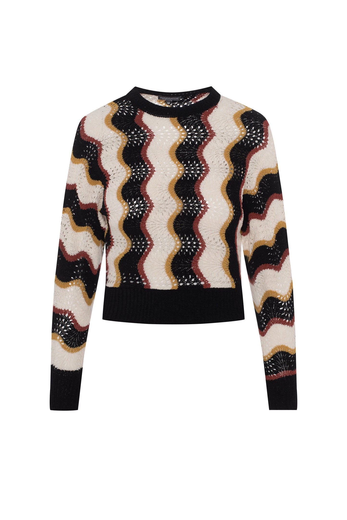 Crochet Vertical Chevron Knit Top Multi