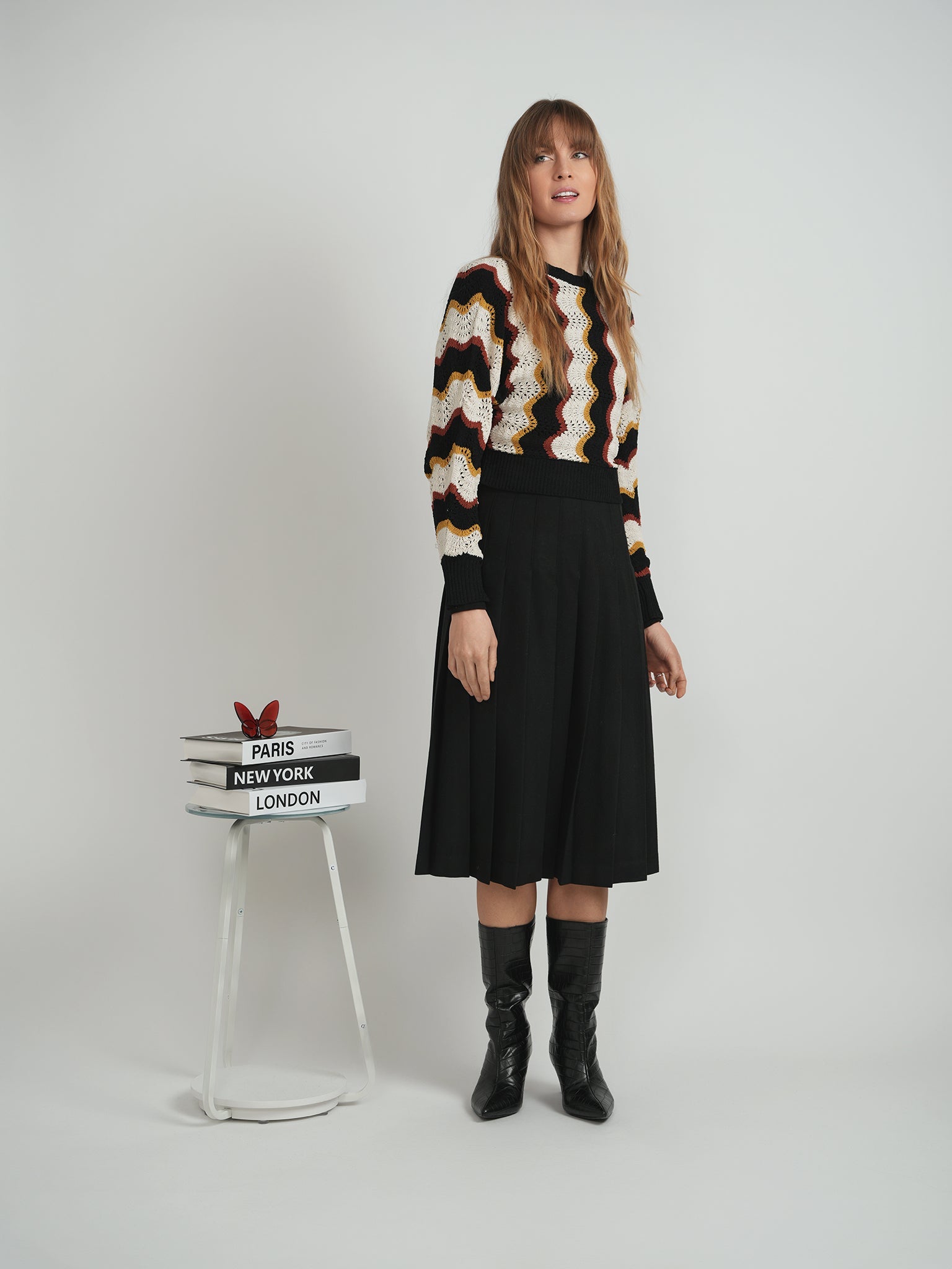 Crochet Vertical Chevron Knit Top