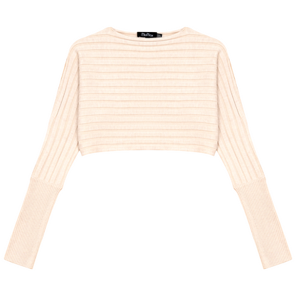Croppped Knit Sweater Cream